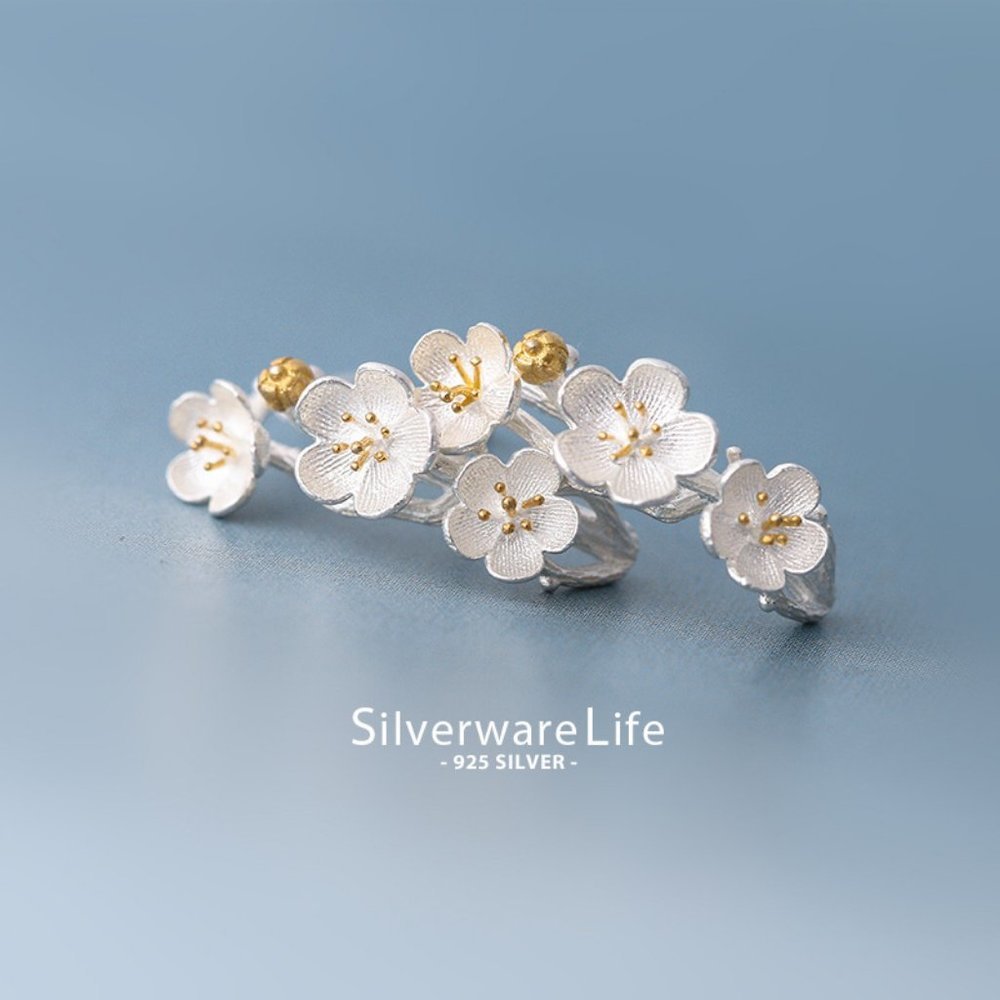 NEW 925 Sterling Silver Two Tone Flower Earrings